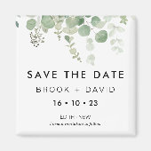 Moderne eucalyptusbruiloft bespaart de datum magne magneet (Voorkant)