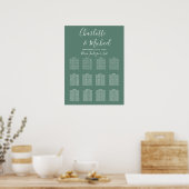 Moderne Eucalyptusgroene Trouwzaalstoelindeling Poster (Keuken)