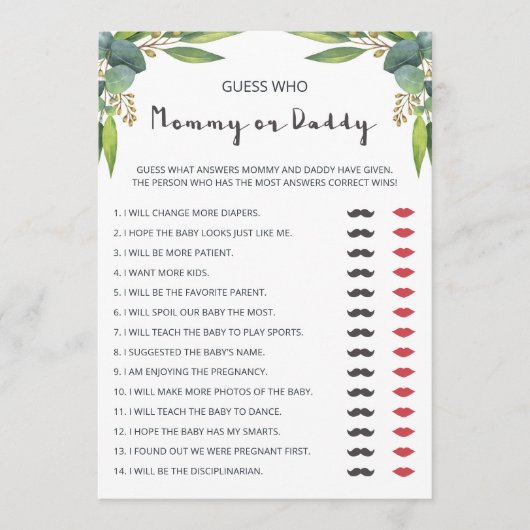 Moderne eucalyptusparen schokken mama of papa (Voorkant)