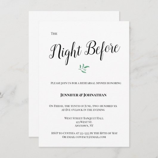 Moderne eucalyptusrepetitie Invitaties Kaart (Voorkant / Achterkant)