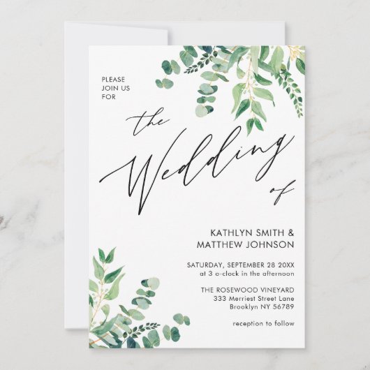 Moderne euucalyptus Greenery in één keer Kaart (Voorkant)