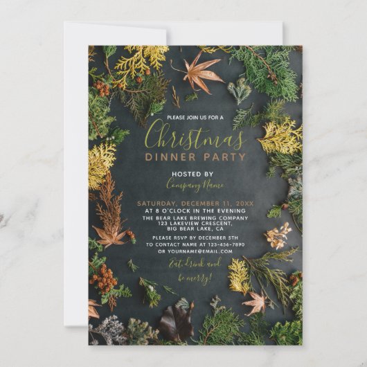 Moderne Evergreen Green Holiday Party uitnodiging (Voorkant)