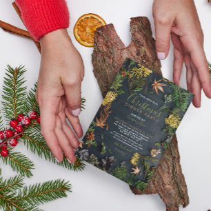 Moderne Evergreen Green Holiday Party uitnodiging