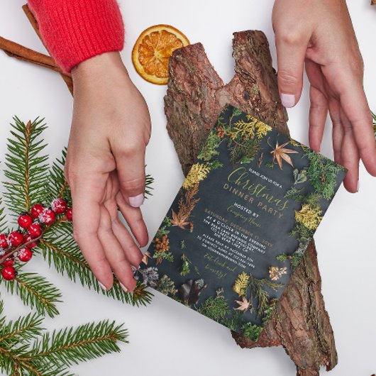 Moderne Evergreen Green Holiday Party uitnodiging