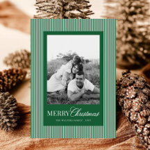 Moderne EverGreen Strepen Kerst Familie 4 Foto's