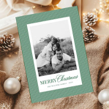 Moderne EverGreen Strepen Kerst Familie 4 Foto's
