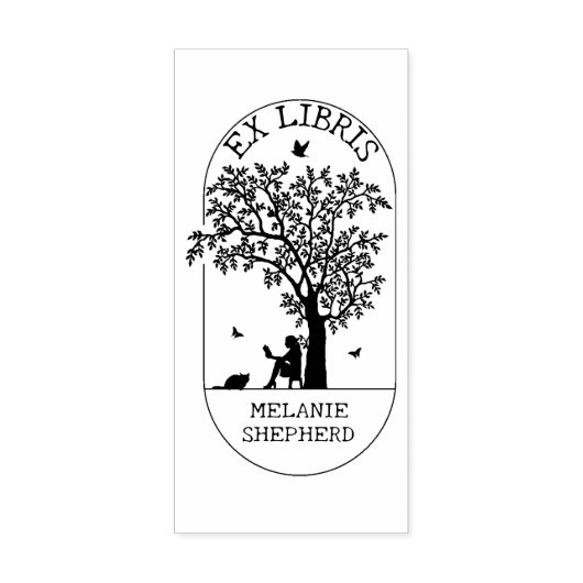 Moderne ex libris boom, boek rubberstempel (Afrduk)