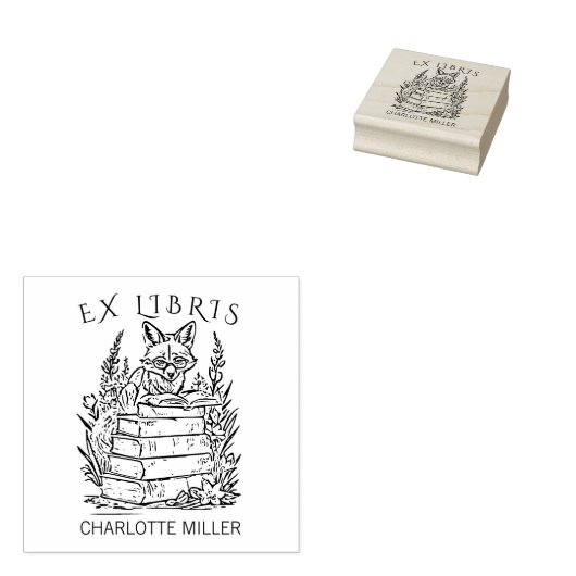 Moderne Ex Libris Fox Bookplate Rubberstempel (Gestempeld)