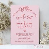 Moderne Excentrieke Handgetekende Boog ROZE Foto B Save The Date