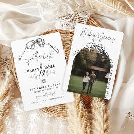 Moderne Excentrieke Handgetekende Boog ZWART Foto  Save The Date