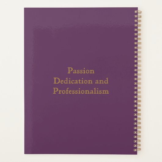 Moderne Executive Plum Paars Gold Monogram Planner (Achterkant)