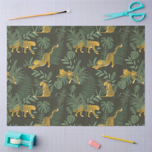 Moderne exotische bladeren en luipaard tissuepapier (Craft)