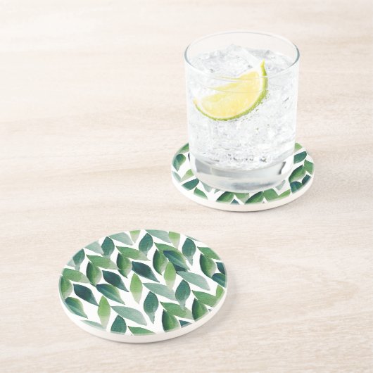 Moderne exotische groene Boheemse Natuur Zandsteen Onderzetter (Zijkant)