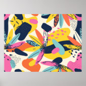 Moderne exotische oerwoud planten illustratiepatro poster (Voorkant)