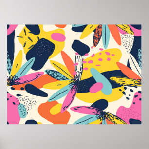 Moderne exotische oerwoud planten illustratiepatro poster