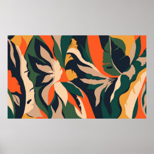 Moderne exotische oerwoud planten illustratiepatro poster