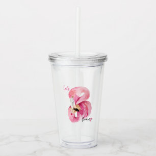 Moderne exotische roze laat Flamingo Waterverf Acryl Drinkbeker