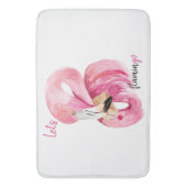 Moderne exotische roze laat Flamingo Waterverf Badmat (Voorkant Verticaal)