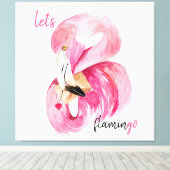 Moderne exotische roze laat Flamingo Waterverf Canvas Afdruk (Insitu (Houten vloer))