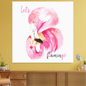 Moderne exotische roze laat Flamingo Waterverf Canvas Afdruk (Insitu (Woonkamer))
