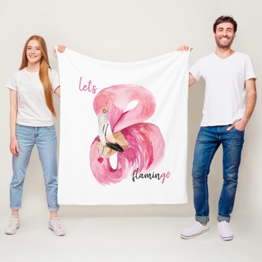Moderne exotische roze laat Flamingo Waterverf Fleece Deken (In situ)