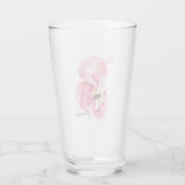 Moderne exotische roze laat Flamingo Waterverf Glas (Achterkant)