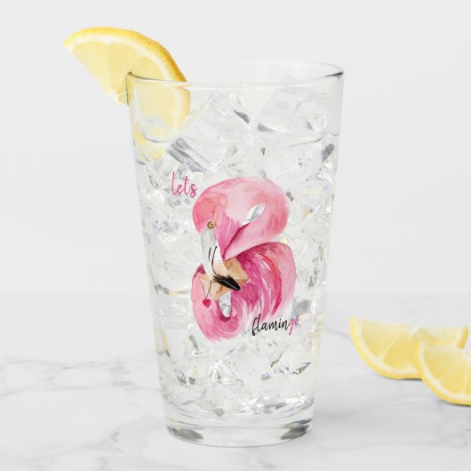 Moderne exotische roze laat Flamingo Waterverf Glas (Voorkant ijs)