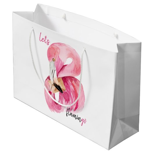 Moderne exotische roze laat Flamingo Waterverf Groot Cadeauzakje (Achterkant Gekanteld)