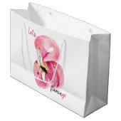 Moderne exotische roze laat Flamingo Waterverf Groot Cadeauzakje (Voorkant Gekanteld)