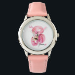 Moderne exotische roze laat Flamingo Waterverf Horloge<br><div class="desc">Moderne exotische roze laat Flamingo Waterverf</div>
