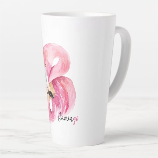 Moderne exotische roze laat Flamingo Waterverf Latte Mok (Rechterhoek)
