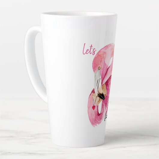 Moderne exotische roze laat Flamingo Waterverf Latte Mok (Linkerhoek)