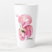 Moderne exotische roze laat Flamingo Waterverf Latte Mok (Voorkant)