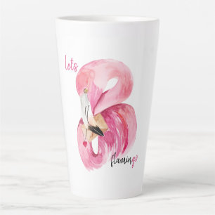 Moderne exotische roze laat Flamingo Waterverf Latte Mok