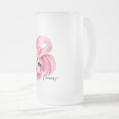 Moderne exotische roze laat Flamingo Waterverf Matglas Bierpul (Voorkant rechts)