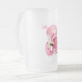 Moderne exotische roze laat Flamingo Waterverf Matglas Bierpul (Voorkant links)