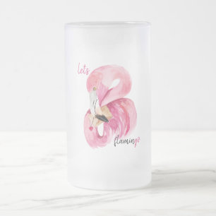 Moderne exotische roze laat Flamingo Waterverf Matglas Bierpul