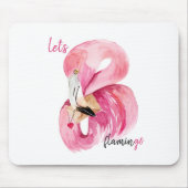 Moderne exotische roze laat Flamingo Waterverf Muismat (Voorkant)