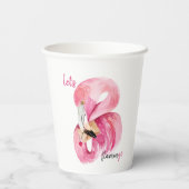 Moderne exotische roze laat Flamingo Waterverf Papieren Bekers (Achterkant)