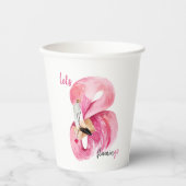 Moderne exotische roze laat Flamingo Waterverf Papieren Bekers (Voorkant)
