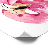 Moderne exotische roze laat Flamingo Waterverf Poster (Hoek)