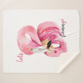 Moderne exotische roze laat Flamingo Waterverf Sherpa Deken (Voorkant (horizontaal))