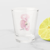 Moderne exotische roze laat Flamingo Waterverf Shot Glas (Achterkant)