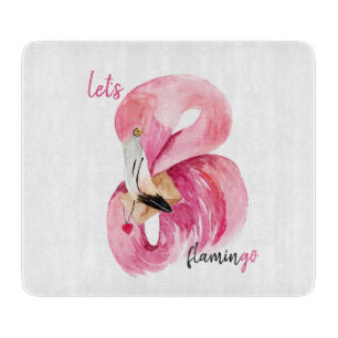 Moderne exotische roze laat Flamingo Waterverf Snijplank