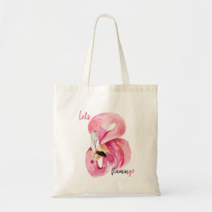 Moderne exotische roze laat Flamingo Waterverf Tote Bag