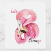 Moderne exotische roze laat Flamingo Waterverf Wijn Etiket (Enkel label)