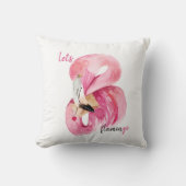 Moderne Exotische Roze Let's Flamingo Aquarel Kussen (Voorkant)