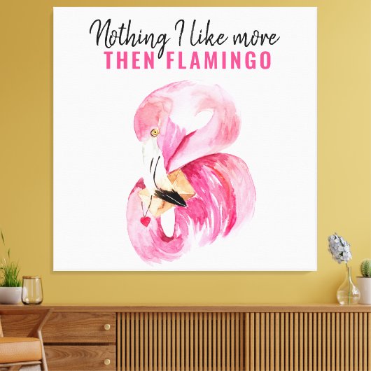 Moderne exotische roze Waterverf Flamingo Gift Canvas Afdruk (Insitu (Woonkamer))