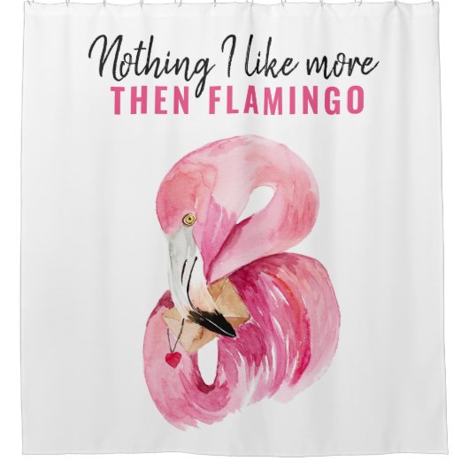 Moderne exotische roze Waterverf Flamingo Gift Douchegordijn (Voorkant)