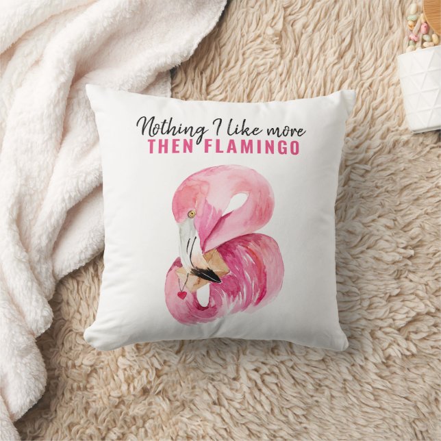 Moderne exotische roze Waterverf Flamingo Gift Kussen (Deken)